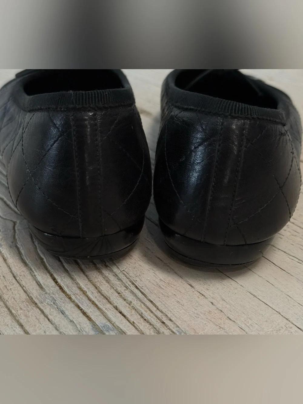 Chanel Cambon Italian Black Leather ballet flats size 37 - Picture 17 of 17